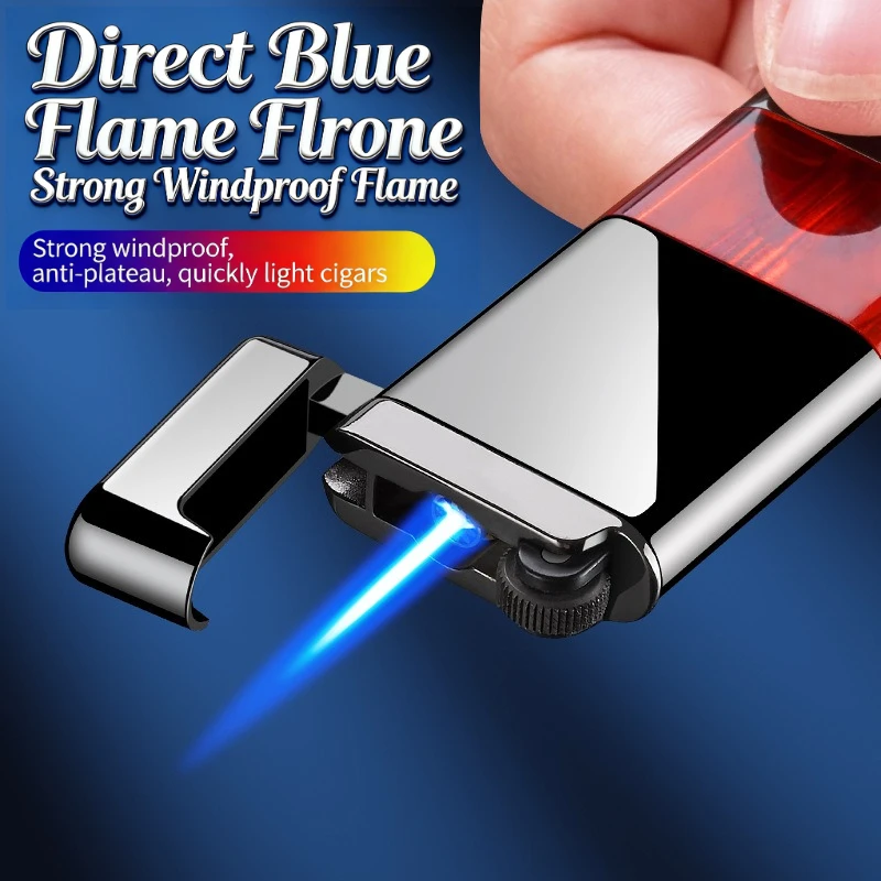 

Классическая металлическая зажигалка-горелка с видимым газовым баллоном, ветрозащитная, с синим пламенем, многоразовая, на бутане