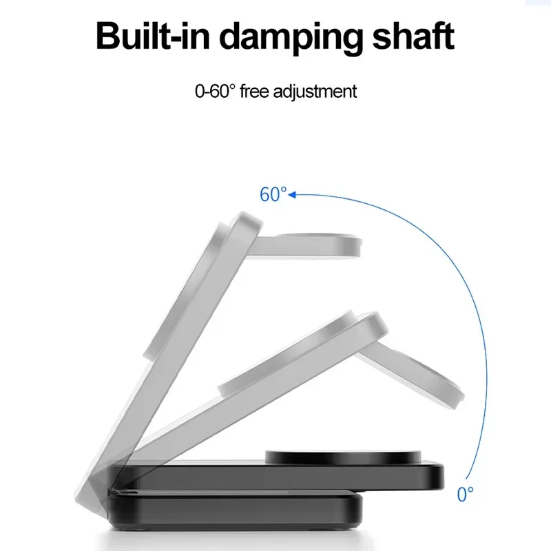 Support de chargeur sans fil magnétique, station de charge rapide pliable, support pour iPhone 15 14 13 12, Apple Watch 8 7 6 Airpods, 3 en 1