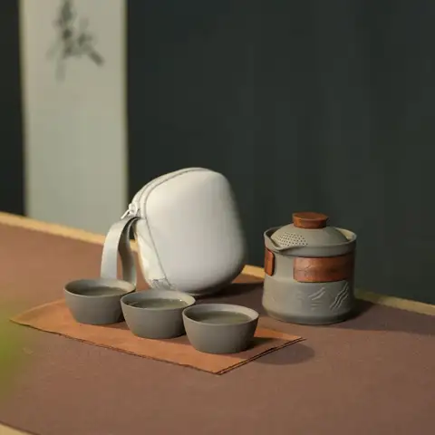 Zisha travel tea set portable quick cup outdoor car new camping kung fu small teapot tea cup chinese designer gift set teaware