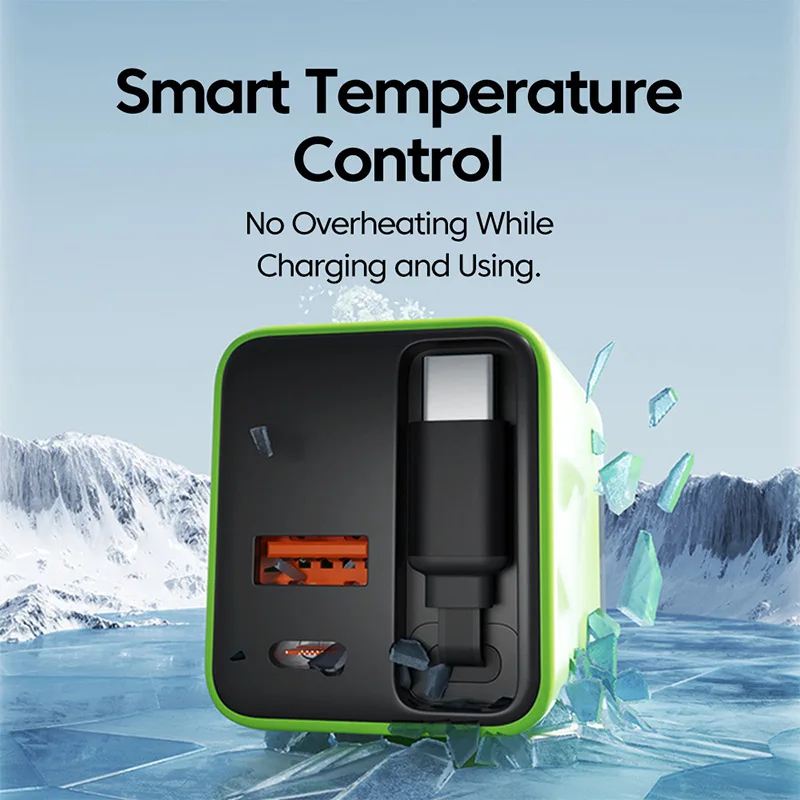 120W GaN Fast Charger Built-in Retractable Cable EU/US/UK Plug USB Type-C Wall Charger For Xiaomi iPhone Samsung/Laptops/Tablets - náhled 5