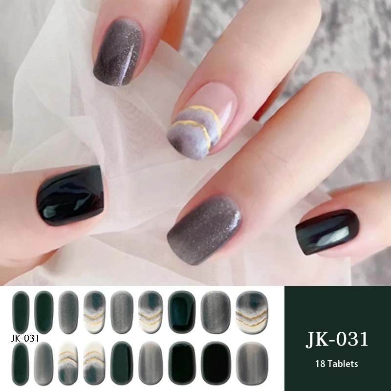 Leopard Print Semi-Cured Nail Wraps Solid Color Adhesive Waterproof Long Lasting Gel Nail Stickers Set for UV Lamp Need Manicure
