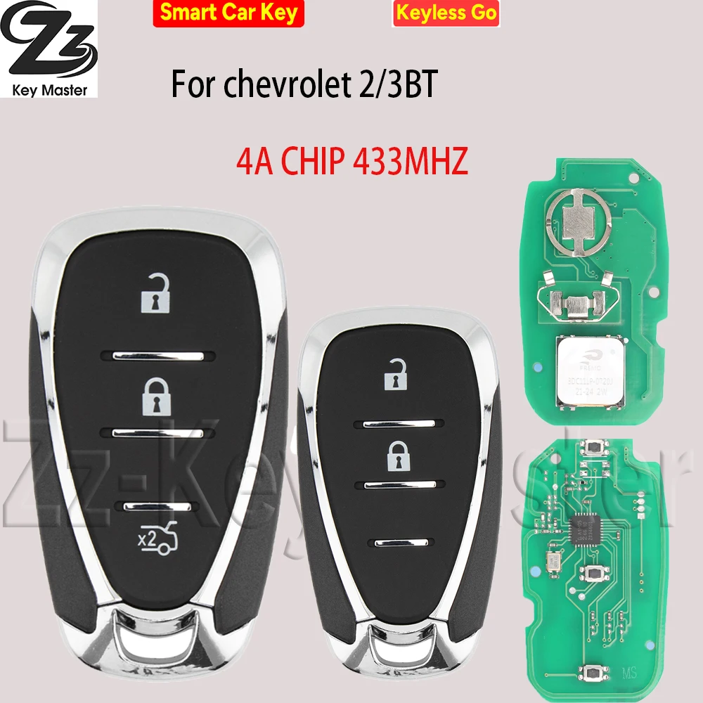 

Zz 2/3 кнопки 4ACHIP 433 МГц бесконтактный автомобильный дистанционный ключ с для Chevrolet Orlando JM Trax Tracker