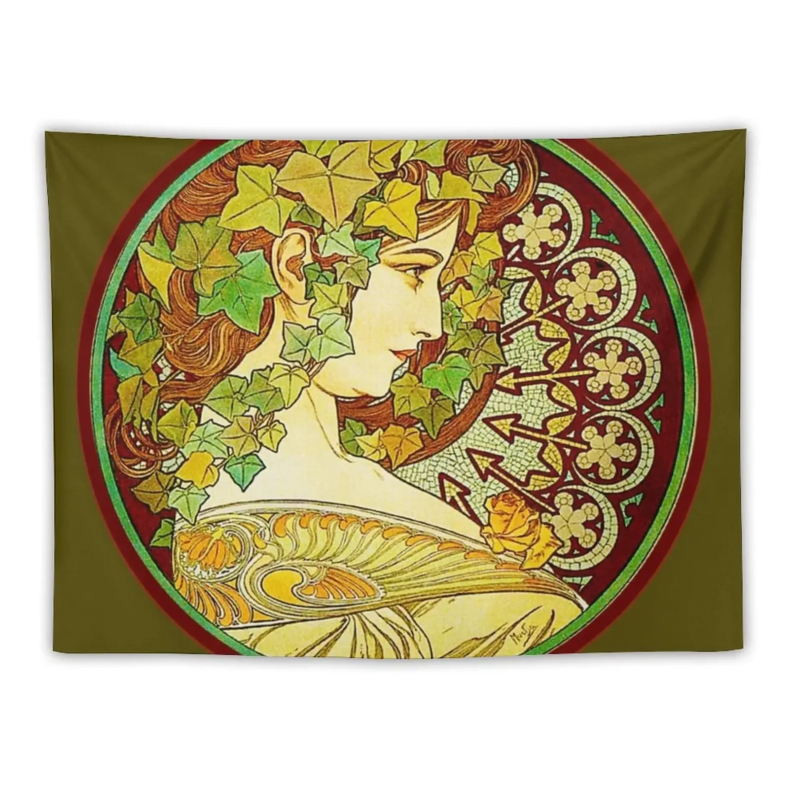 

HD Ivy (1901) by Mucha Tapestry Room Ornaments Wall Decorations House Decoration Tapestry