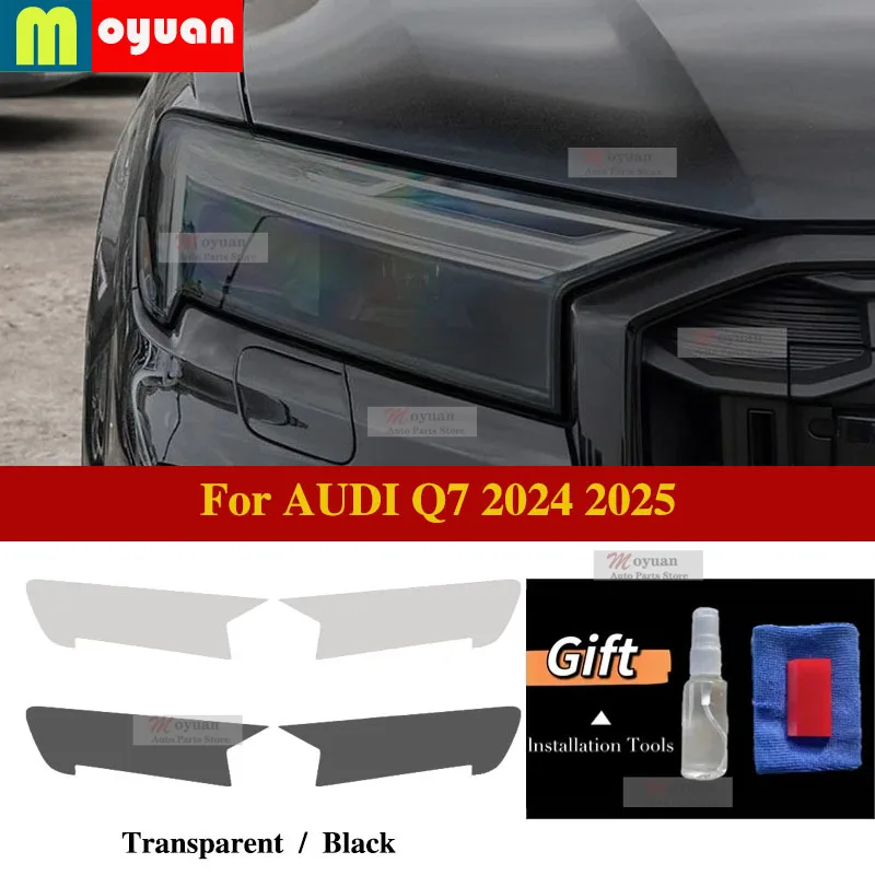

For AUDI Q7 2024 2025 Car Headlight Protective Car Film Front Headlamp Transparent Black TPU Exterior Sticker Car Accessories