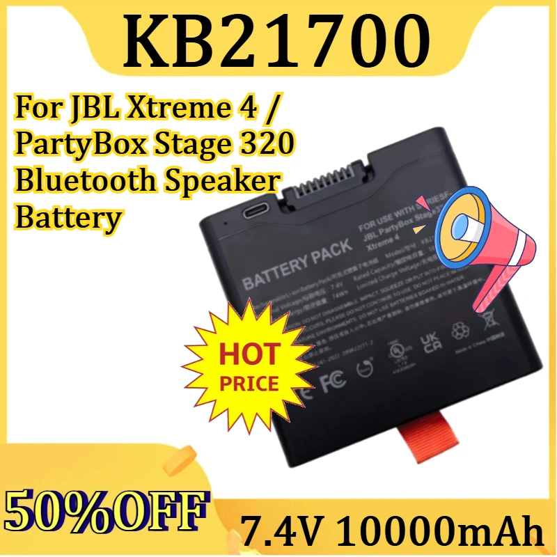 

For JBL Xtreme 4 / PartyBox Stage 320 Bluetooth Speaker Battery New for JBL Xtreme4 7.4V 10000mAh Speaker Battery