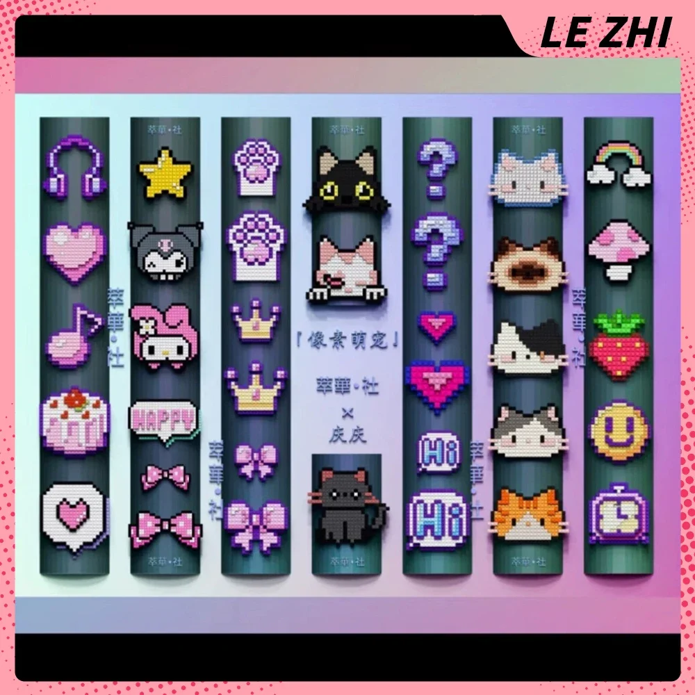 

Pixel Wind Sanrio Hello Kitty Kuromi Character 3D Silicone Nail Art Mold Cartoon Cat Bow Crown Strawberries Heart Diy Nail Mold