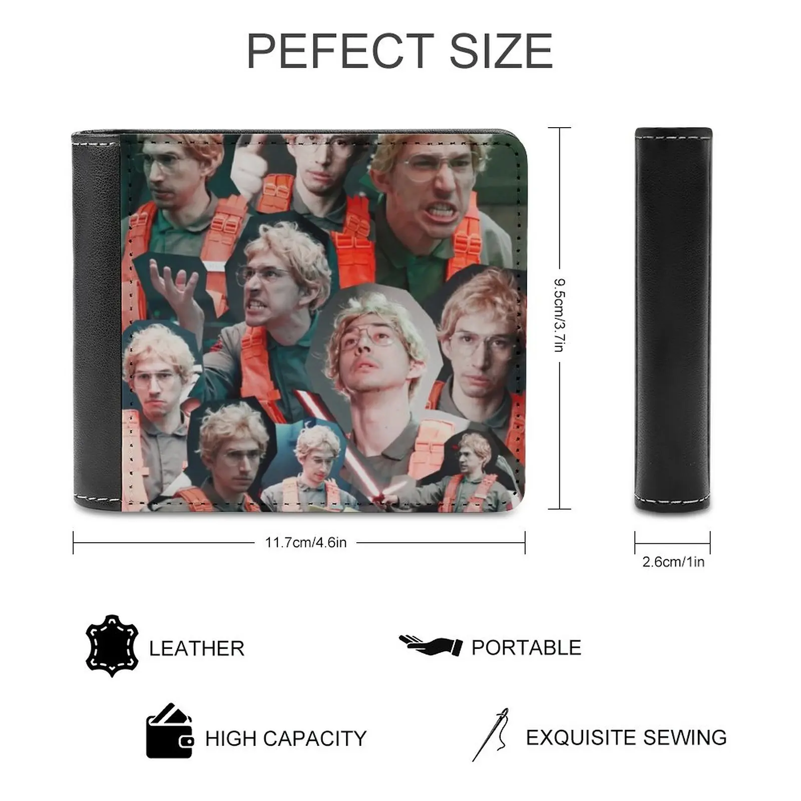 Adam Driver Collage Modifica Matt The Radar Technician Portafoglio da uomo in pelle Pu Portamonete corto da uomo Porta carte di credito per uomo Borsa per soldi