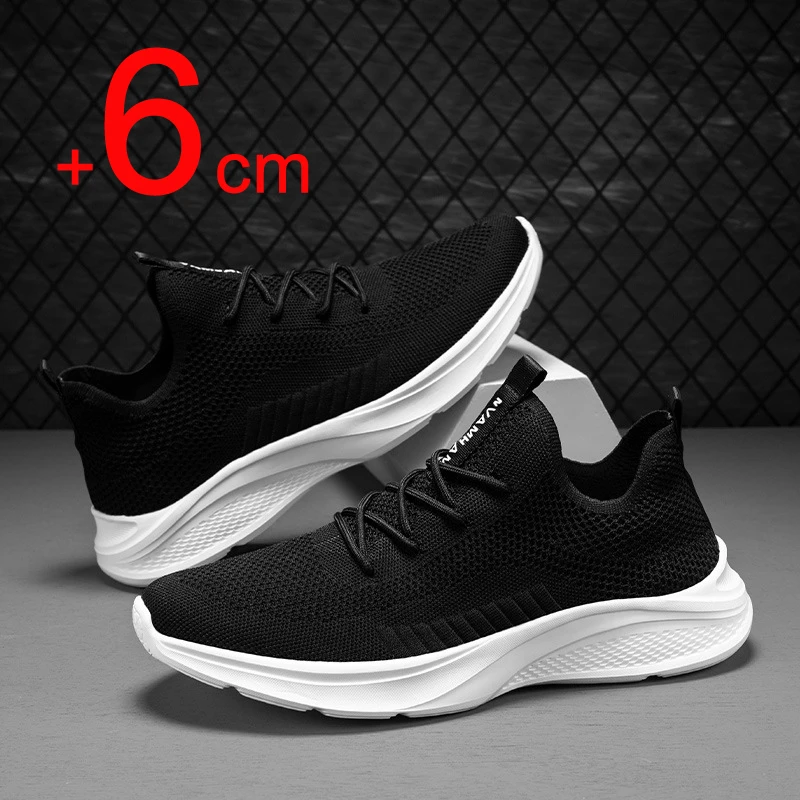 2024 Men\'s Elevator Shoes Sneakers Invisible 6cm Sports Shoes Man Summer Height Increasing Shoes Large Size Mesh Shoes for Men