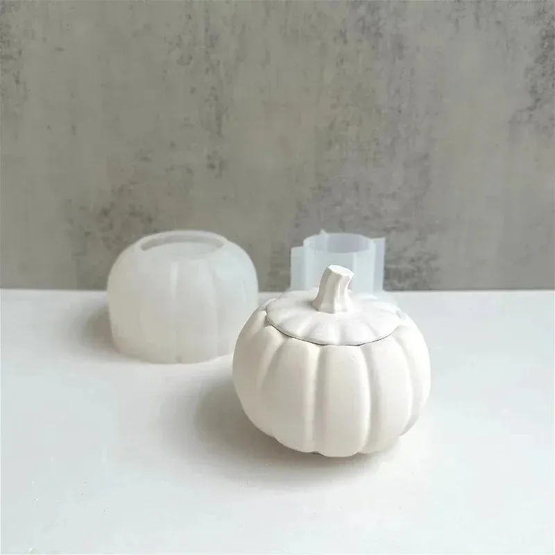 2026 Latest Models Halloween Pumpkin Silicone Mold Pumpkin Storage Box Gypsum Resin Mold Cement Concrete Candle Jar Box Planter