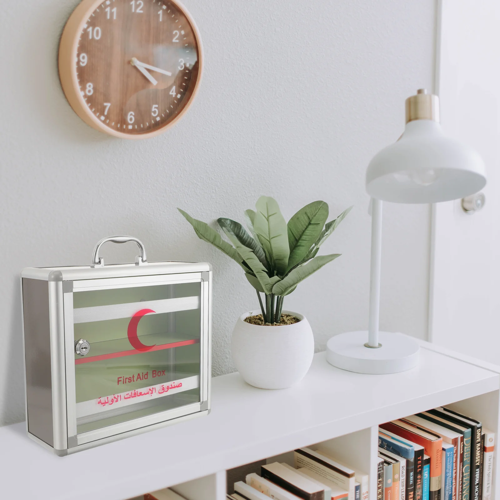 صندوق دواء الطوارئ من سبائك الألومنيوم الشفاف حقيبة تخزين مساعدة كبيرة محمولة قابلة للقفل للتعليق على الحائط المنزلي #3