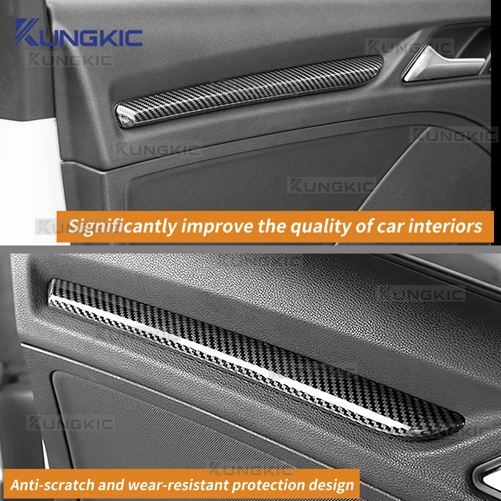 لأودي A3 S3 2015 2016 2017 2018 2019 2020 LHD ABS ألياف الكربون نمط باب السيارة قطاع ديكور لوحة الكسوة ملصق #6