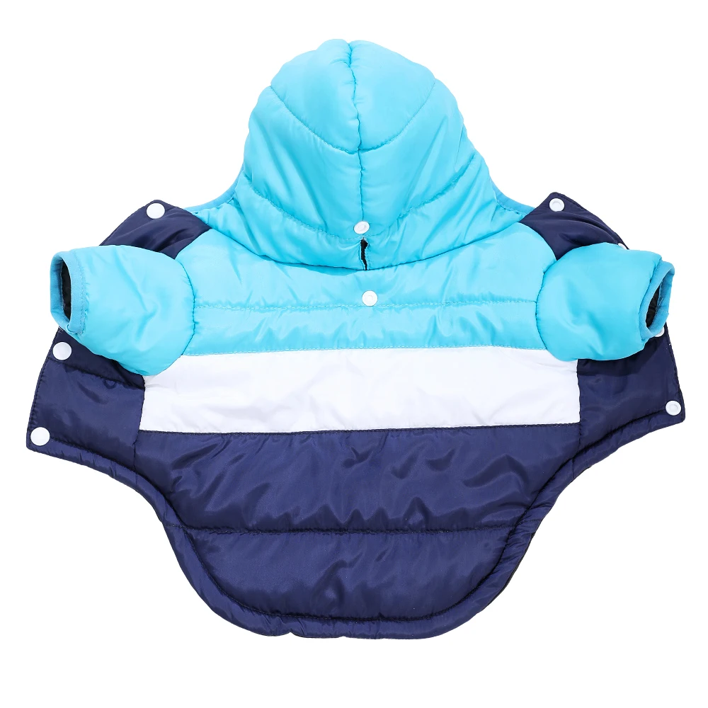 Warme Hundejacke mit Kapuze, Wintermantel für kleine und mittelgroße Hunde, weiche, wattiert Baumwollkleidung für Welpen, winddichtes Outfit mit Leinenloch. – Detail 9