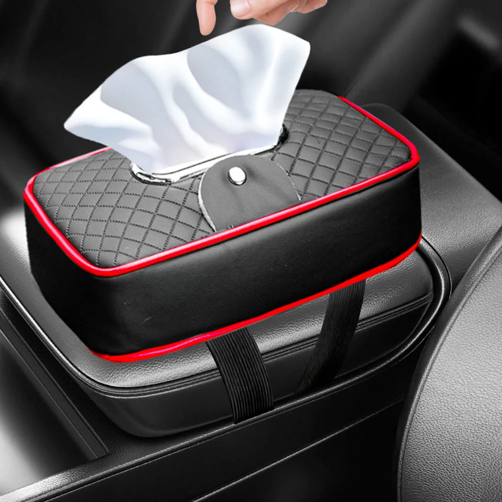 

Car Tissue Box PU Leather Napkin Container Organizer Holder Multi-functional Eyeglass Clip Holder Wipes Dispenser