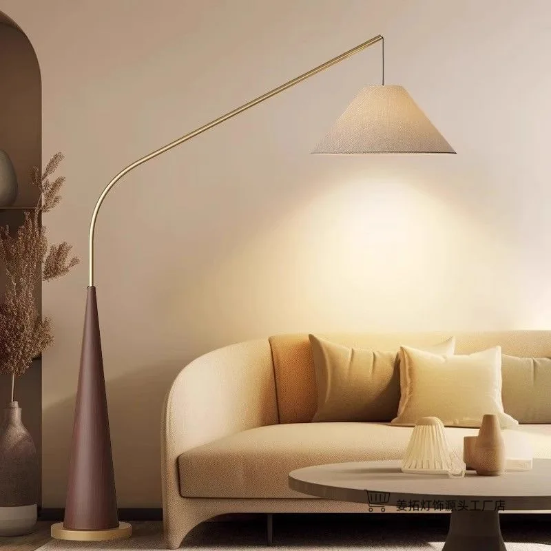 Wood Grain Fishing Lamp Floor Lamp for Living Room Nordic Style Side Lamp for Sofa Japanese Tea Room High Aesthetic Standing