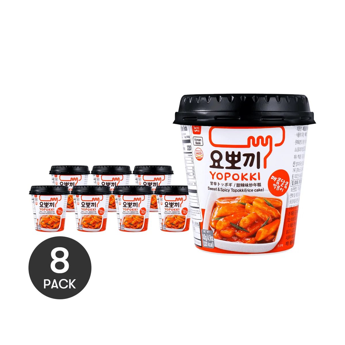 [8Packs]Korean Instant Tteokbokki Rice Cake Sweet & Spicy Flavor 140g*8Packs