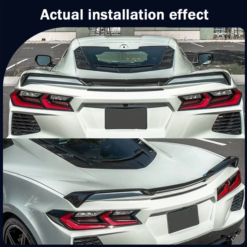 For 2020-2025 Chevrolet Corvette C8 Z51 Style Spoiler ABS Bright black Rear Trunk Lid High Wing Car Tailgate Flap Accessories