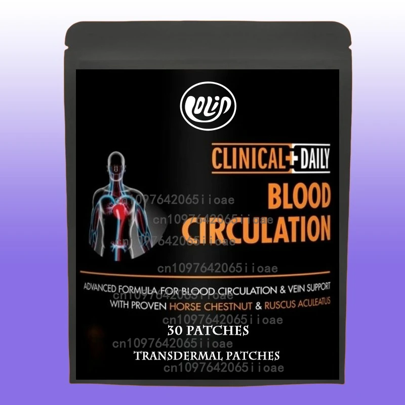 

30 Patches Blood Circulation Support Transdermal Patches With Hawthorn, L-Arginine For Healthy Blood Flow, Arteries & Veins