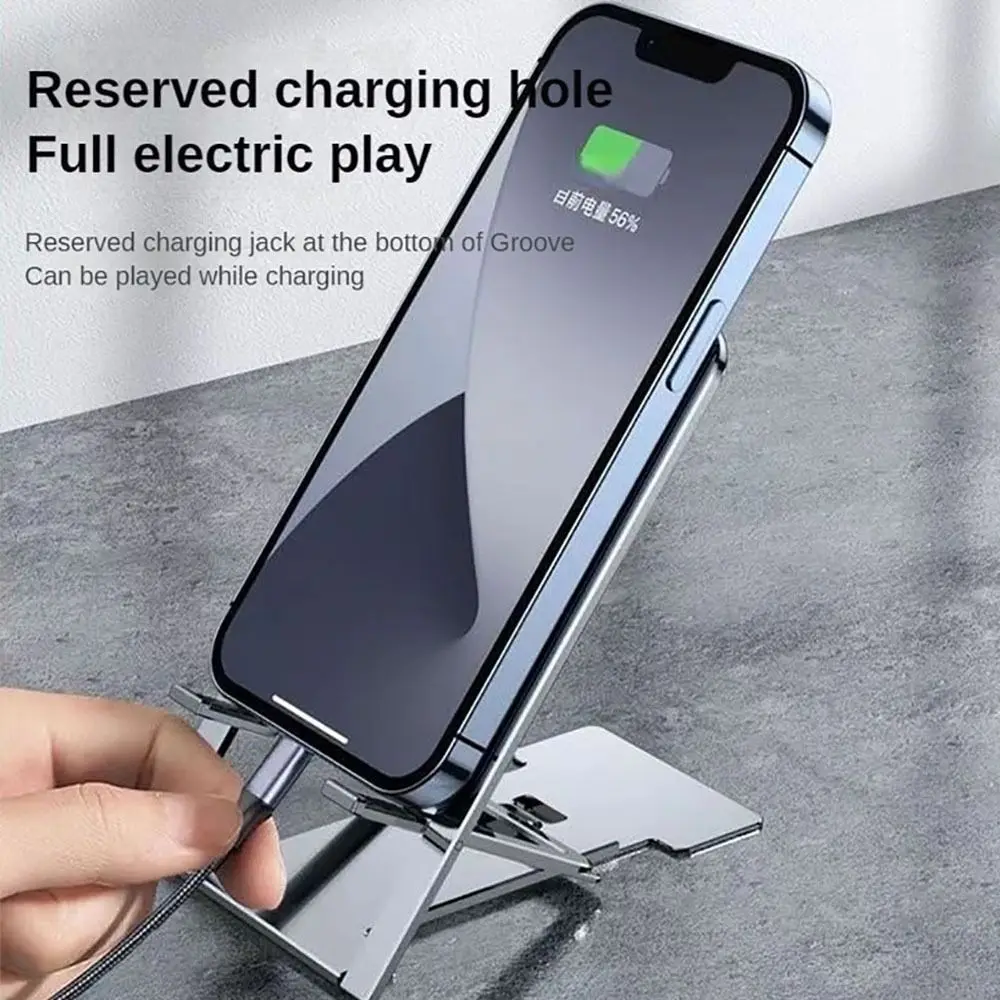 

Foldable Phone Holder Ultrathin Multi-Angle Adjustable Phone Bracket Portable Hollow-out Design Tablet Stand Desktop Use