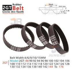 2GT Timing Belt perimeter 88- 176MM Model number 2GT- 88 96 98 100 102 104 106 110 112 114 116 118 To 176MM  2M Synchronous Belt