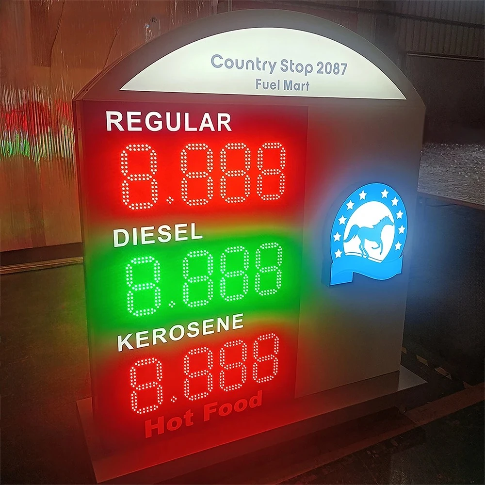 Señal de precio de payán llevada personalizada de la gasolinera de carretera del letrero del payán de la publicidad de la gasolina al aire libre