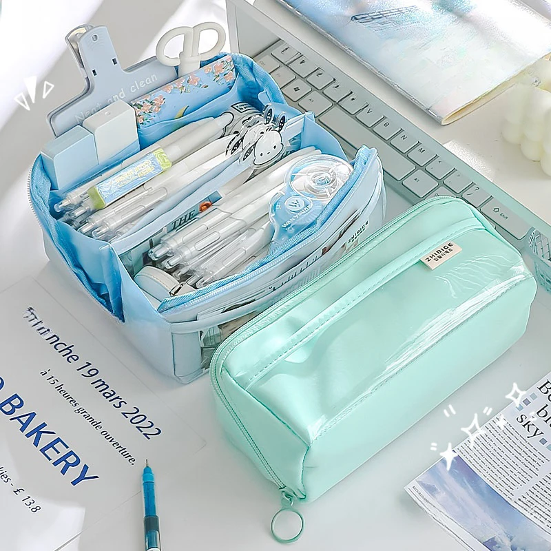 Multi Layer Prisms Large Capacity Transparent Pencil Case Multifunctional Simple And High Appearance Pencil Case 1pc