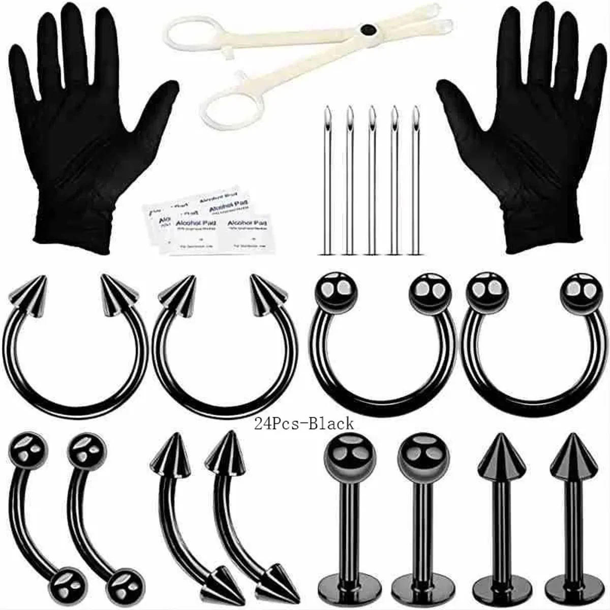 Kit de Piercing d'Oreille pour Cartilage, Tragus, Helix, Pistolet sans Bijoux, 24 42 84 Pièces