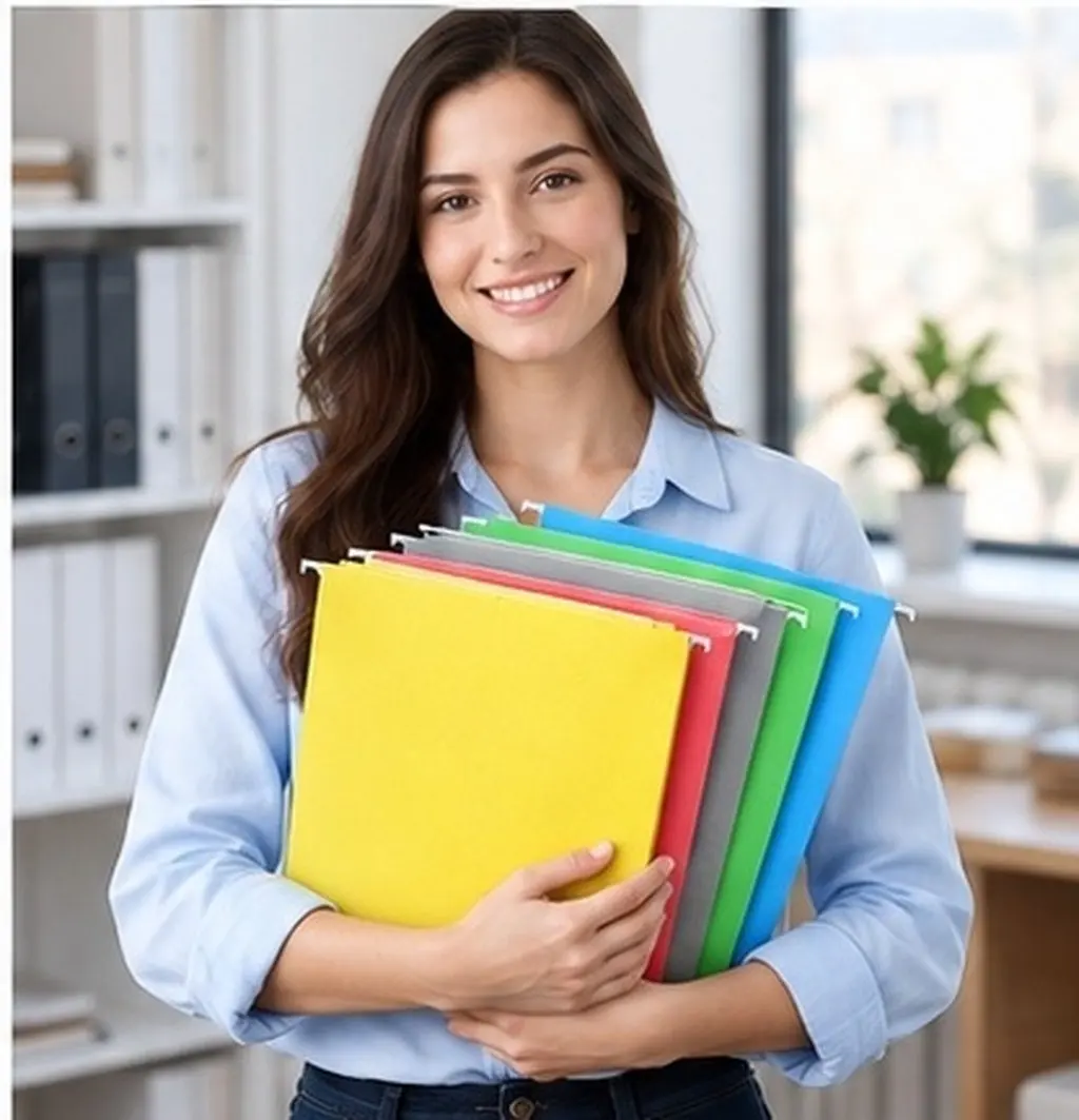 5Pcs Hanging File Folder Portable Document Container Colorful Bills Pouch Delicate File Holder Office Supplies Filing Folders