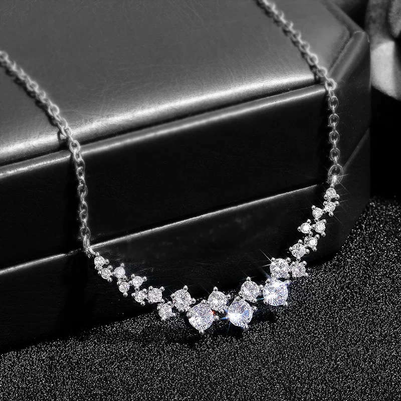 Luxury Silver Color Women Necklace for Wedding Engagement Party Exquisite Gift Stylish Accessories Statement Neck Jewelry