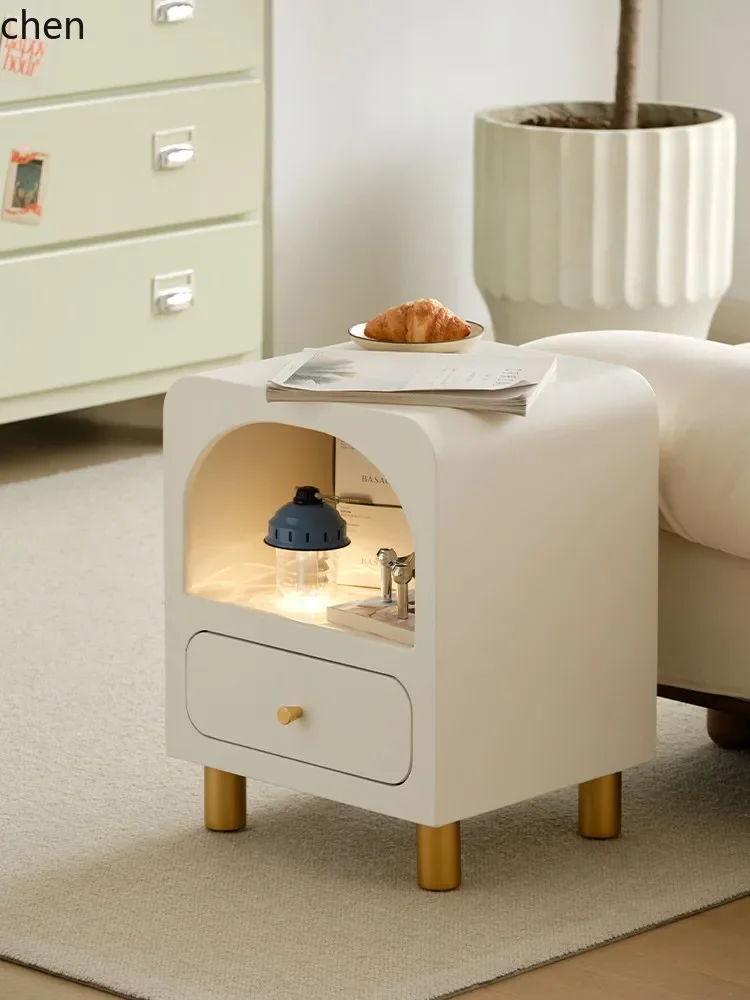 W5.19 Bedside Table Small Apartment Solid Wood Ultra Narrow Bedside Cabinet Minimalist Bedroom Storage Cabinet