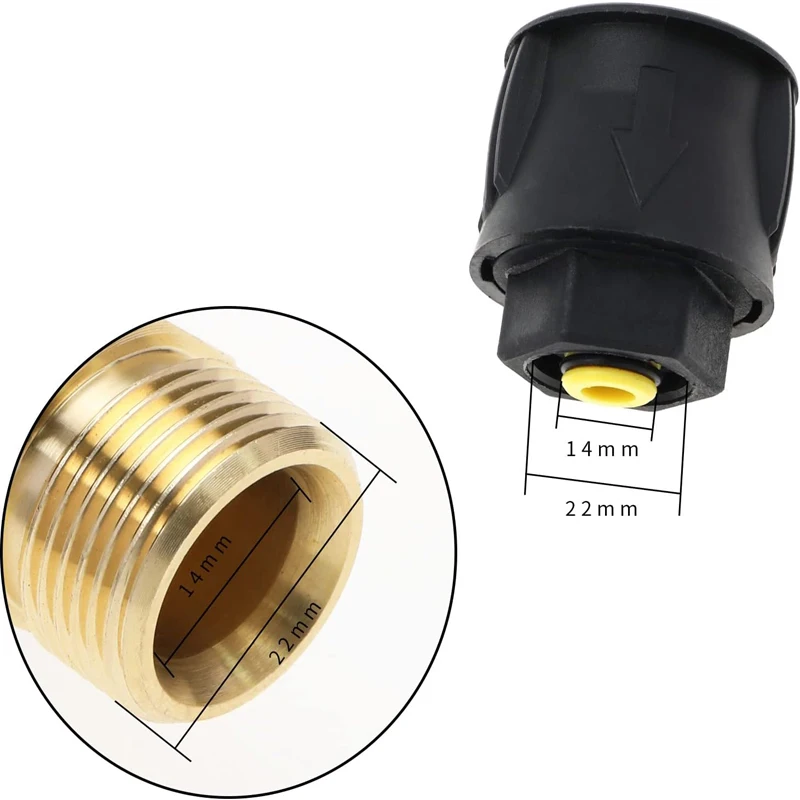 Pressure Washer Hose Connection Adapter Fitting Replacement M22 14mm Internal Thread for Karcher Lavor Bosch Hose