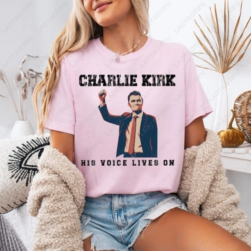 

Charlie Kirk Patriotic Faith Based Unisex Tees New Style Unique Portrait Print Tops Men Women Cotton All Match Streetwear Tshirt