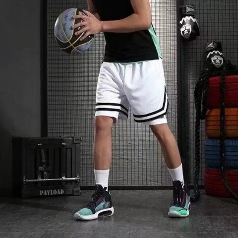 American basketball shorts men's training sports running ice silk quick drying breathable fitness five quarter pants