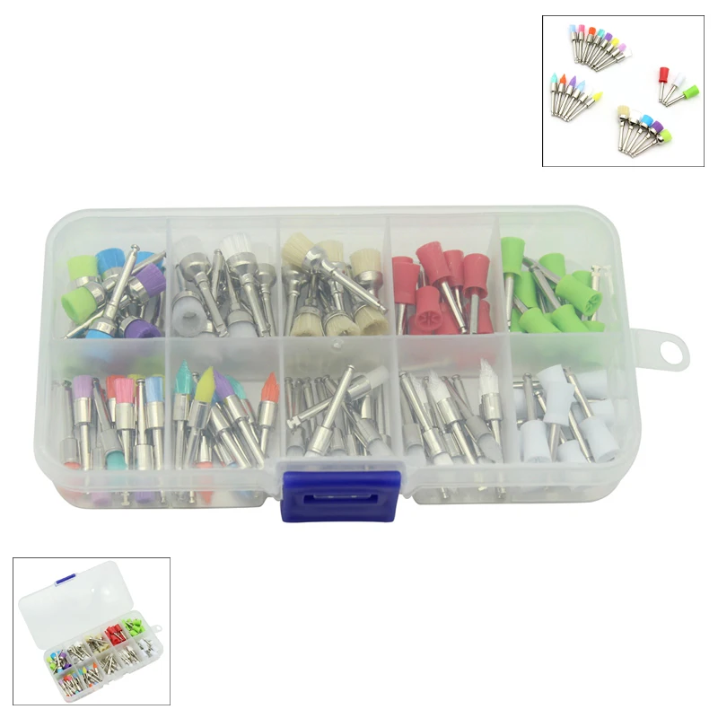 

1box Mix color Nylon Latch Flat Bowl Teeth Polisher Bristle Prophy Brushes Prophylaxis Cup Used for stain removal polish