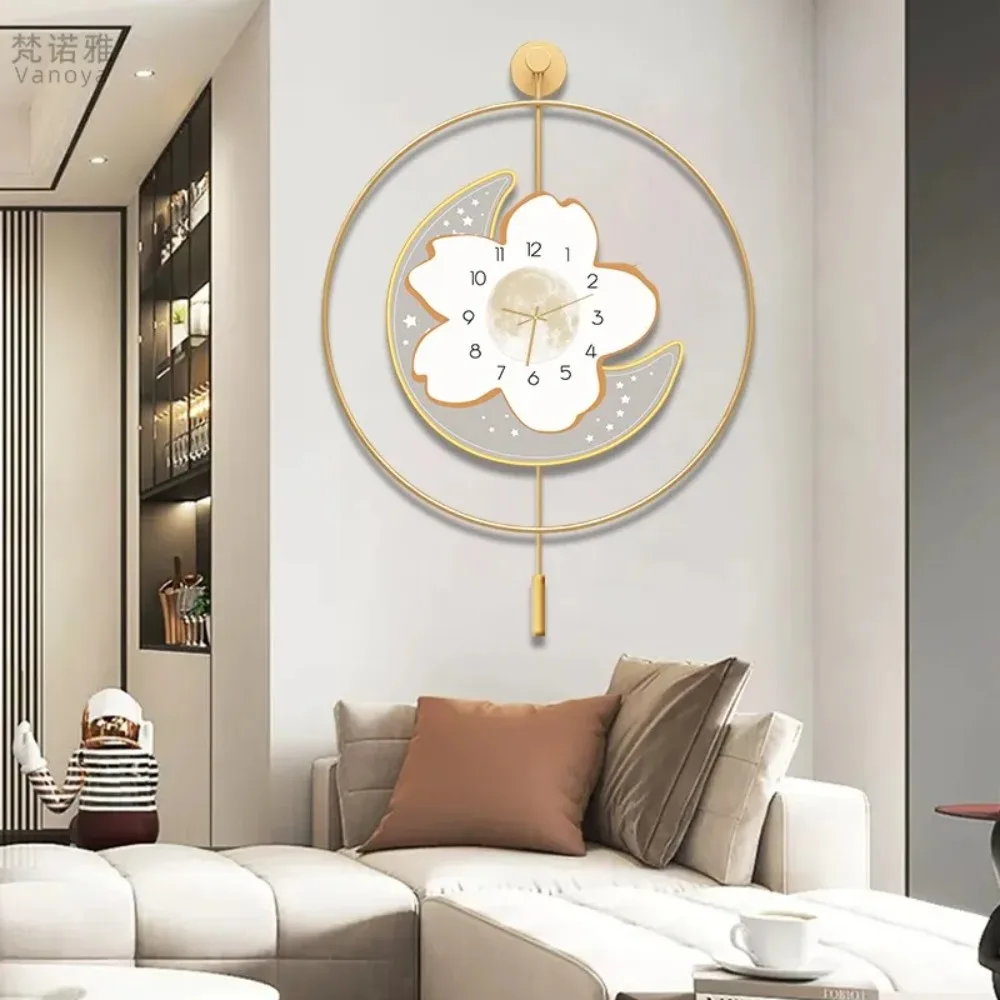 Bedroom Cute Wall Clock Pendulum Nordic Battery Quiet Wall Clock Minimalist Unique Horloge Murale Grand Format Home Decoration