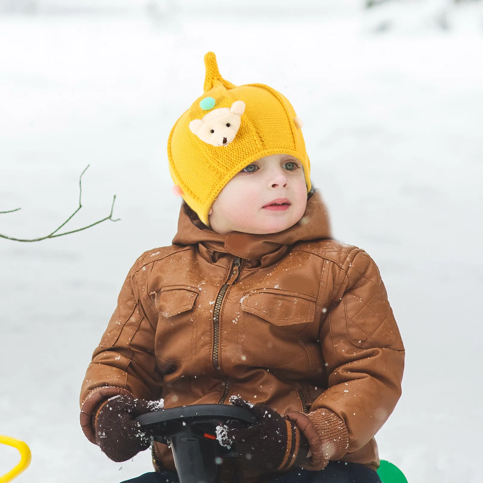 

1pc Adorable Kids Warm Winter Beanie Cartoon Pattern Cute Knit Cap Kids Woolen Hat Autumn Warm Hat Birthday Gift Present