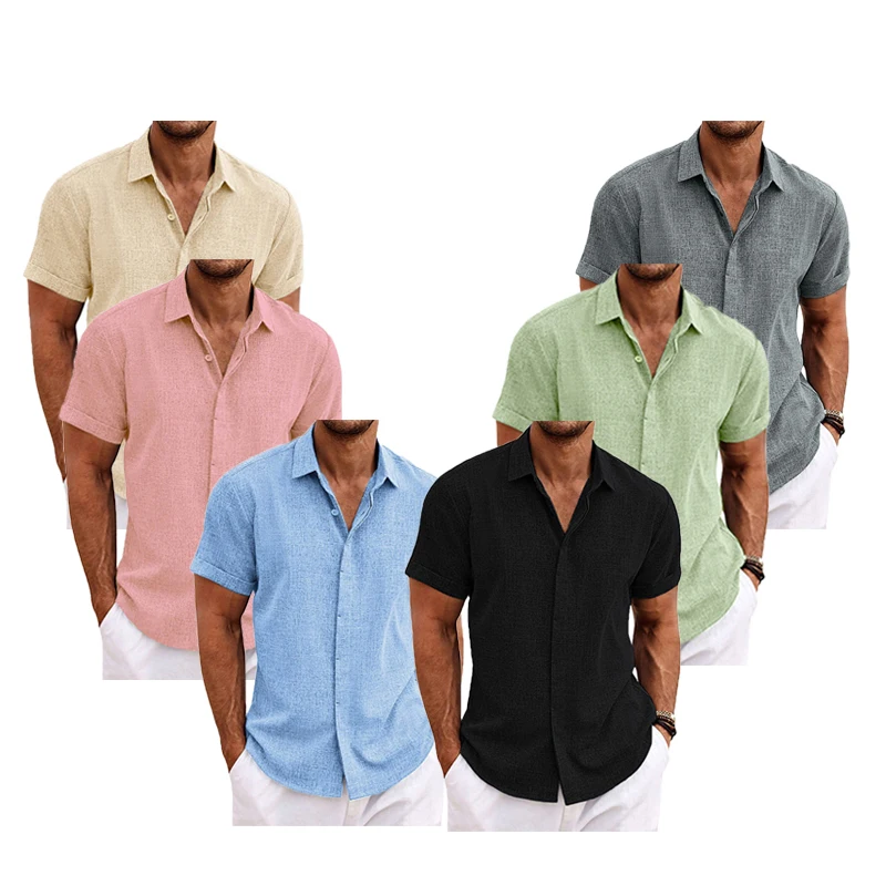 

Summer Men Short Sleeve Social Shirts Blouses Soild Casual Formal Tops Man Oversized Shirt Elegant Business Shirts Male Clothes