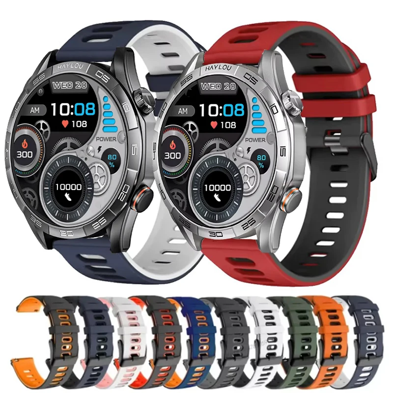 20mm 22mm Sport Silicone Strap For Haylou Solar 5 Bracelet Band  For Haylou Watch 2 Pro/RS5 R8 S8/Plus RT3/GST Lite RS4/RS4 Plus