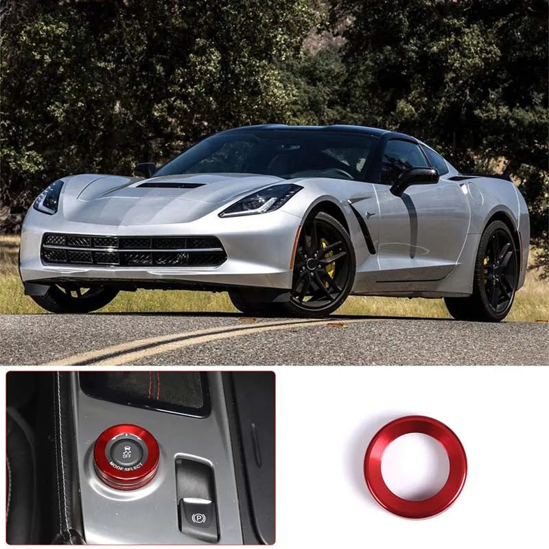 

Car Central Control Multimedia Knob Decoration Ring Sticker Interior Styling Accessories For Chevrolet Corvette C7 2014-2019