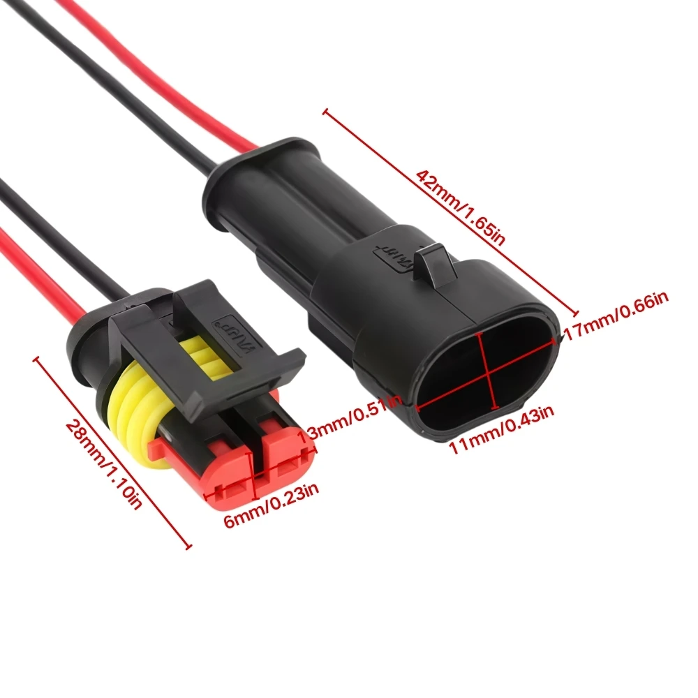 1.5 Series 2 Pin Waterproof Connector Male Female Plug with 0.5mm² Wire 10cm Length Auto Electrical Wiring Harness for Car Motor