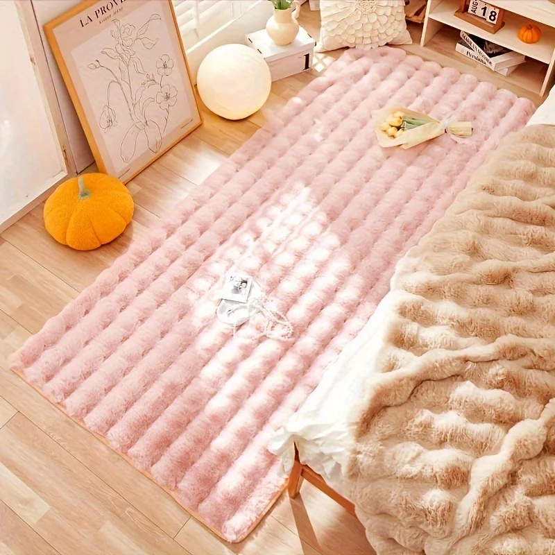 

90*150 120*180cm Rectangle Artificial Rabbit Fur Bubble Velvet Indoor Bedroom Rugs for Winter Plush Carpets Decoration
