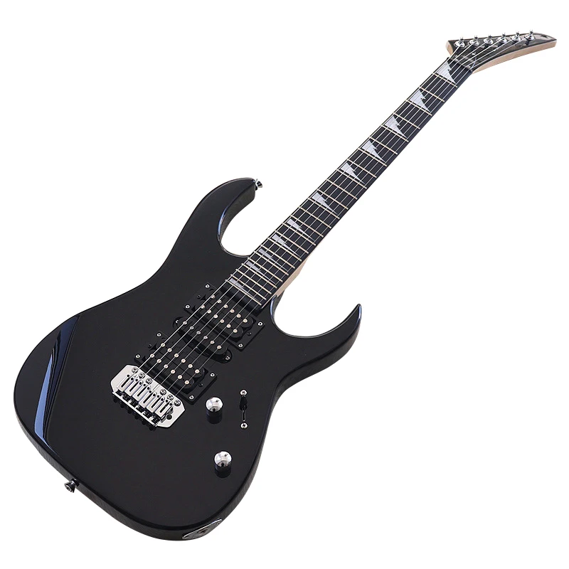 High Gloss 6 String Electric Guitar 39 Inch Solid Basswood Body Alnico pickup 24 Frets Black Color