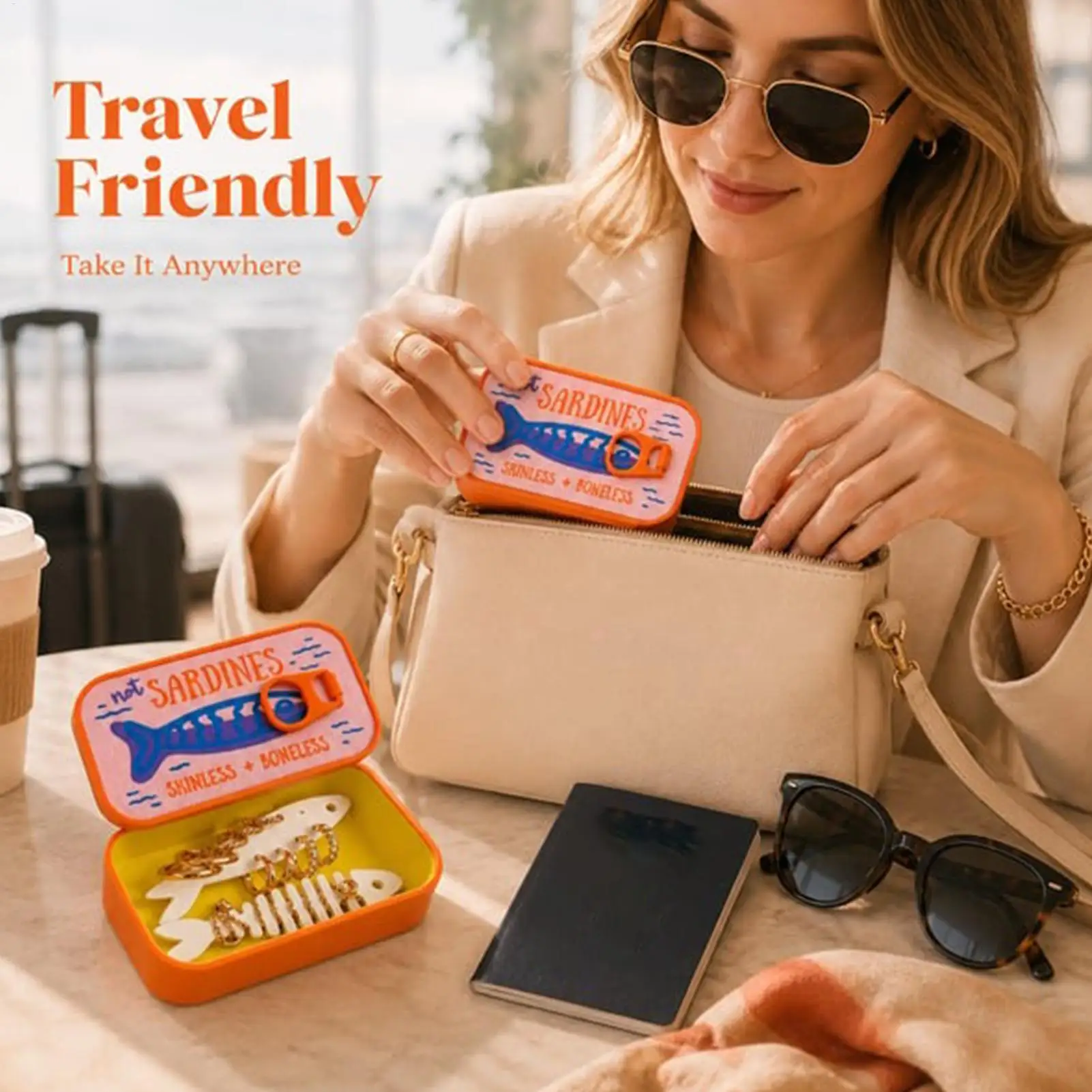 3D Printed Sardine Tin Jewelry Box Creative Jewelry Display Organizer Multi Functional Fish Bone Earring Necklace Jewelry Box