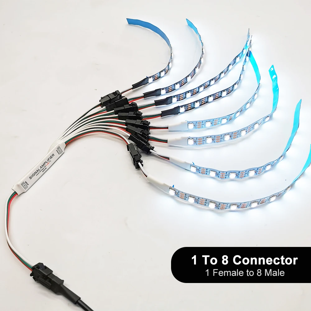 LED Strip Mini TTL Signal Amplifier Repeater 1 TO 2/4/8 For WS2812B WS2811 SK6812 3Pin RGB Addressable Pixel Light Module 5-24V