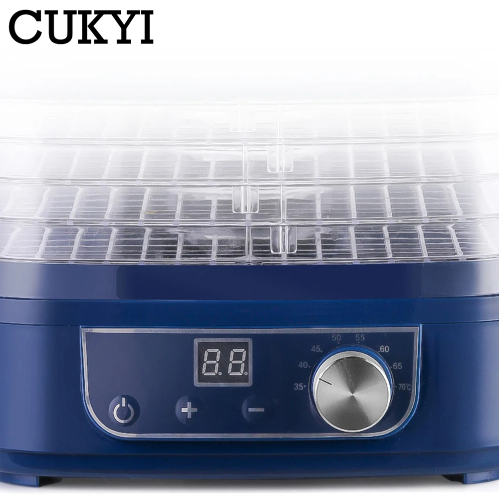 CUKYI 5 Trays Electric Fruit Dryer Automatic Dehydrator Vegetables Herb Spices Meat Snacks Drying Machine Food Processor 220V