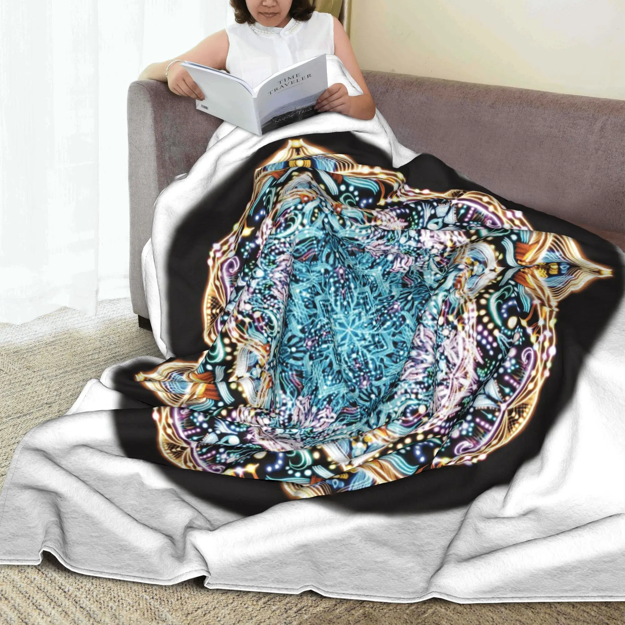 

The Cosmic Wave Array Mandala by artist interval43 Blanket Super Soft Fleece Sofa Throw Blanket for Couch Bedding Travel