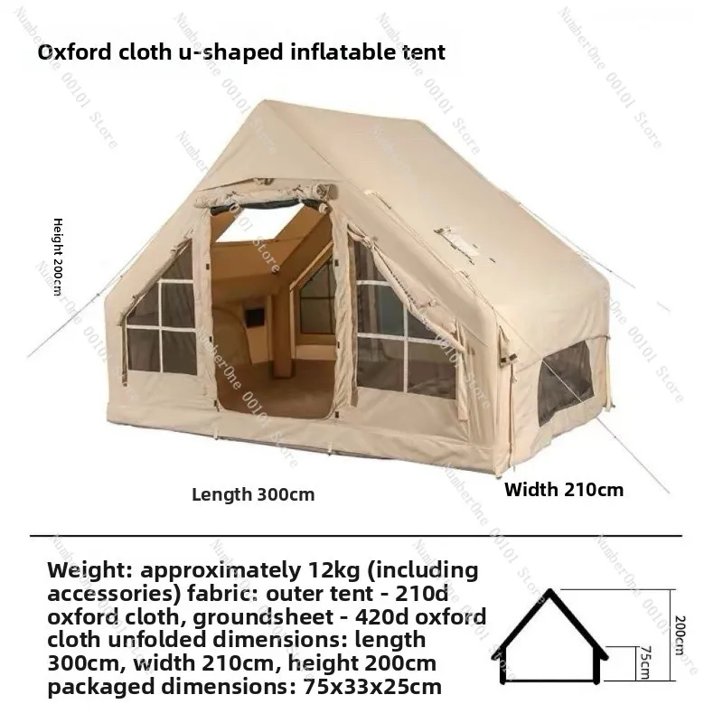 Quick‑Open Inflatable Tent Durable Oxford Fabric Large Space Multi‑Person Shelter for Outdoor Camping Travel Adventure