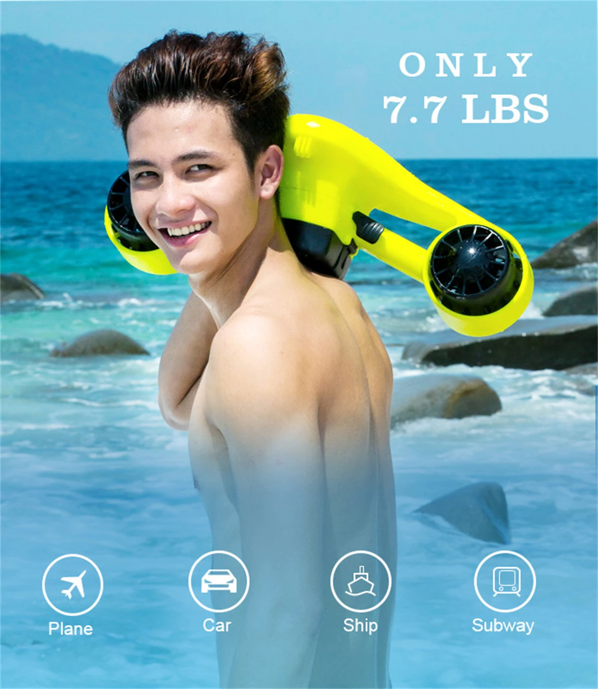 

Подводный скутер Camolech с двумя моторами, водонепроницаемый до 40 м, с креплением для камеры, для дайвинга и снорклинга