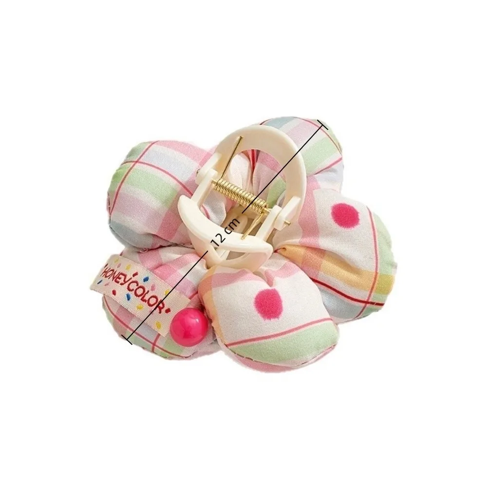 Neue Blume Puff Haarspange Stoff Shaggy 3D Blume Grip Clip Rosa Farbe Haarschmuck Haarschmuck