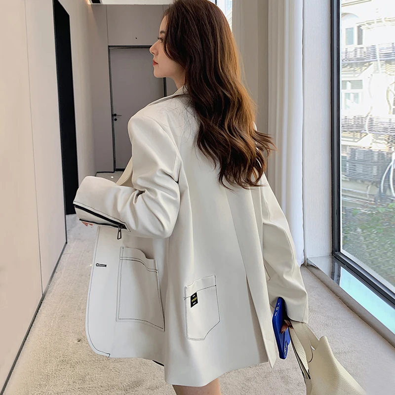 Insozkdg Women Blazer Spring New Korean Version Loose Fitting Long Sleeved Suit Jacket Women's Fashion Retro Design Top Jackets