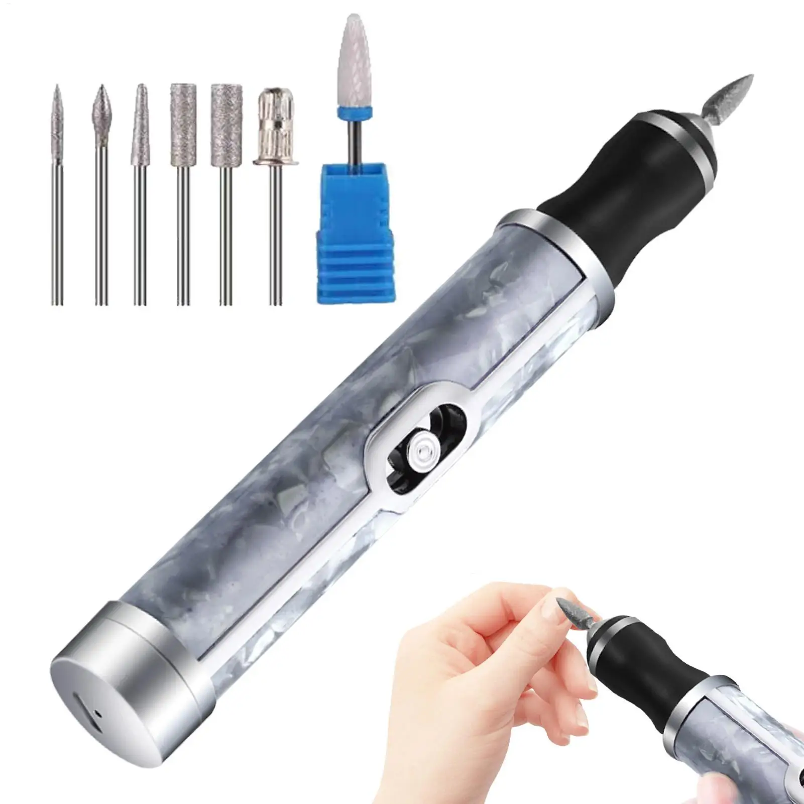 

Electric Nail File Set Nails 4 Speeds Acrylic Nail Tool Thick Nails Edge Shaping Polishing Grinding Nursing toe nail grinder kit